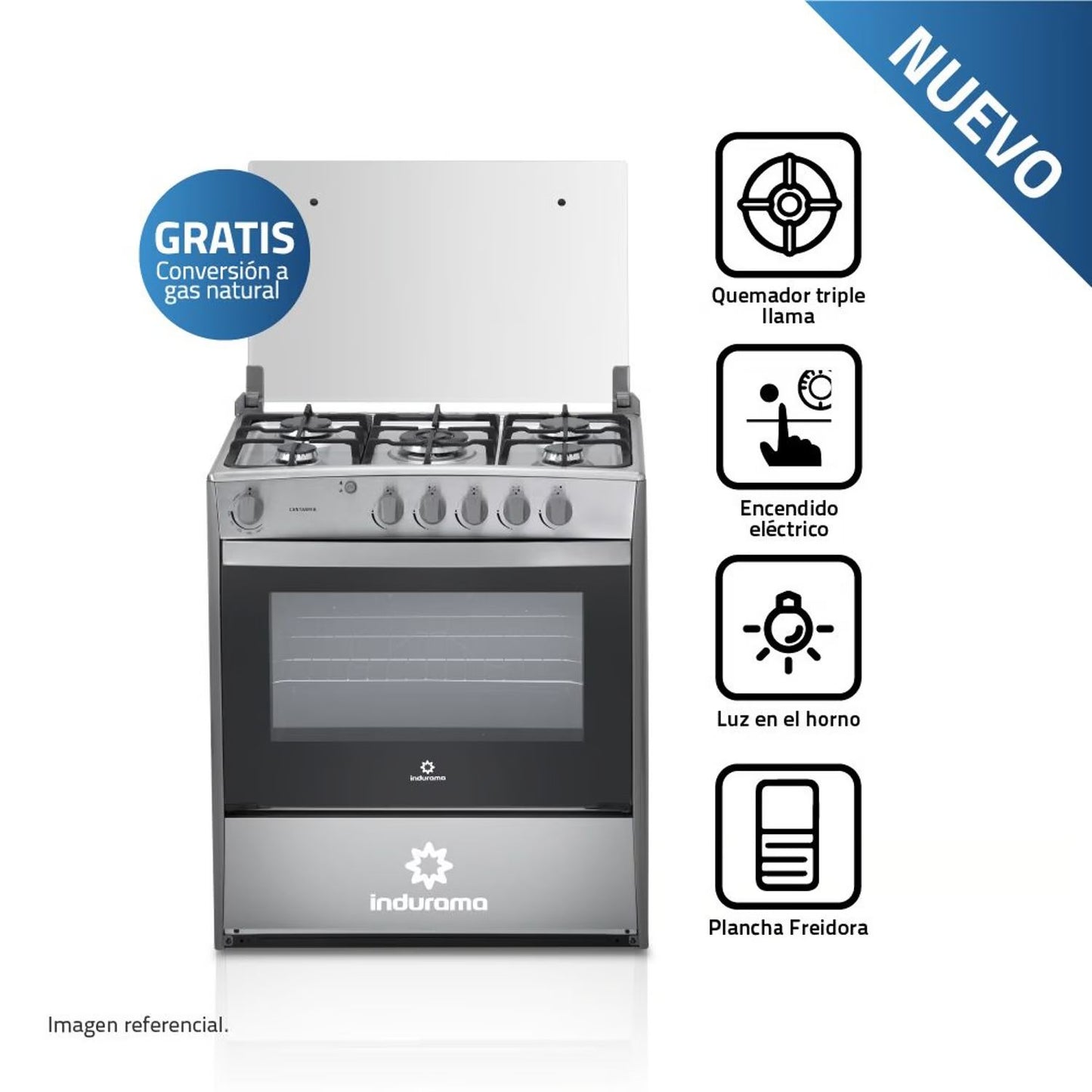 Cocina a Gas Indurama Cantabria Qz Croma 5 Quedamores - Inox