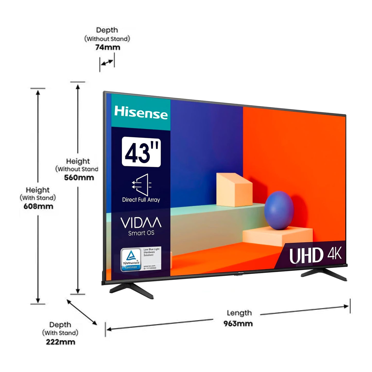 Televisor Hisense 43" Smart TV Ultra HD VIDAA 43A6K