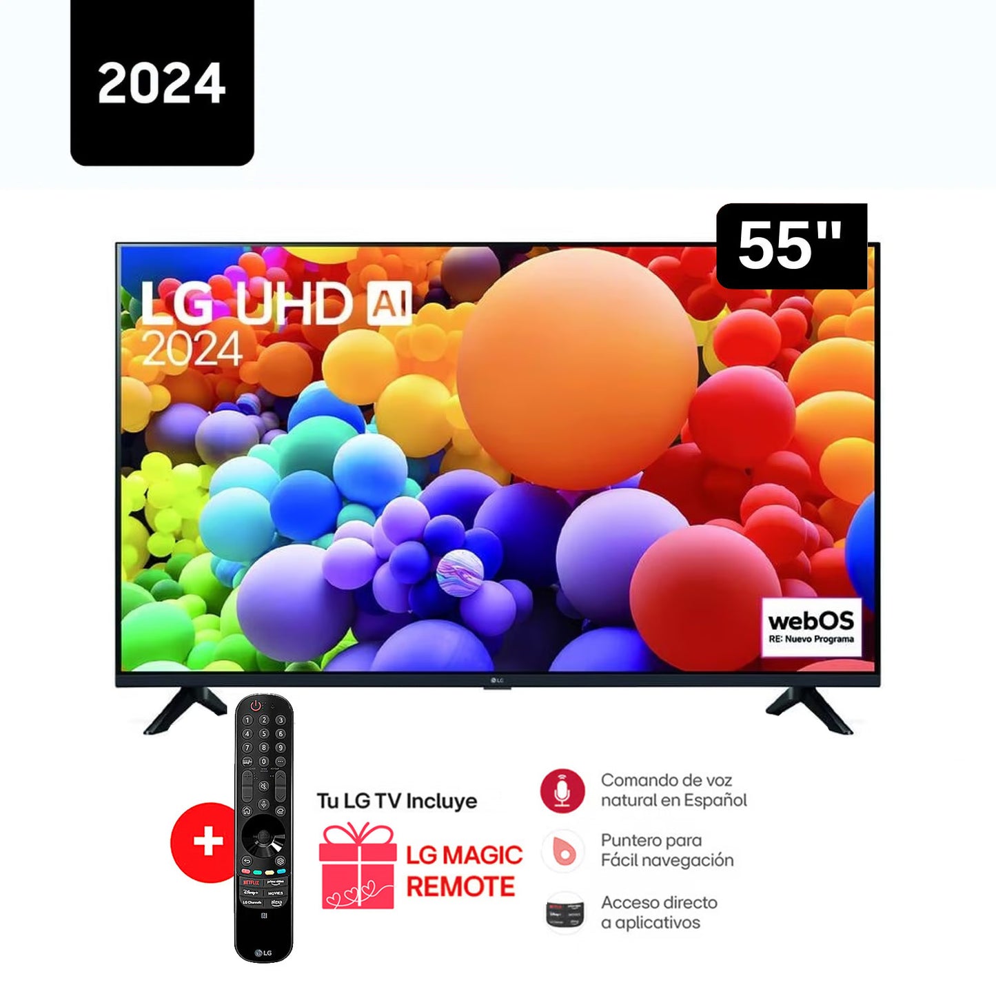 Televisor LG 55 Pulg LED Smart TV UHD 4K con ThinQ AI 55UT7300PSA + Control Magic