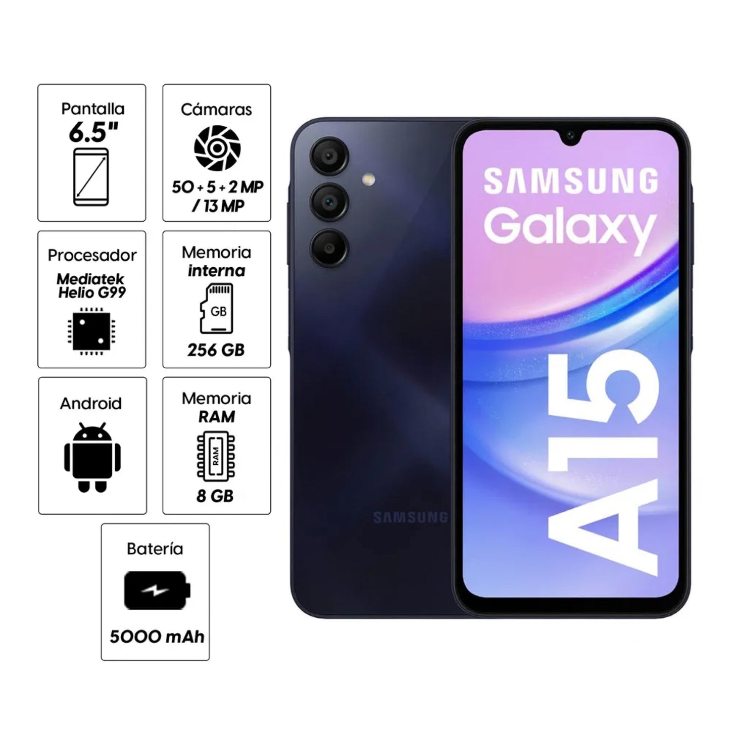 Celular Samsung Galaxy A15 256GB, 8GB ram 6.5", azul
