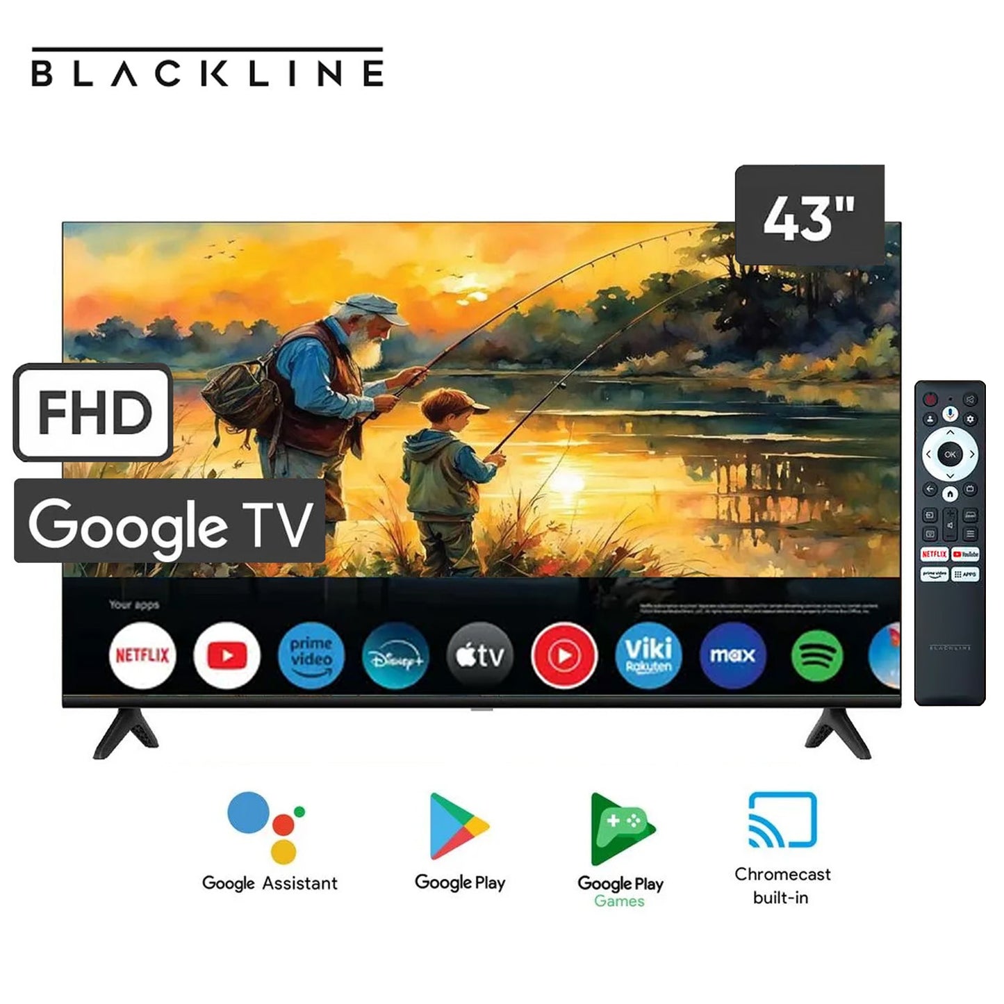 Televisor Blackline 43" Smart TV Full HD Google TV BL43-T3000FHD