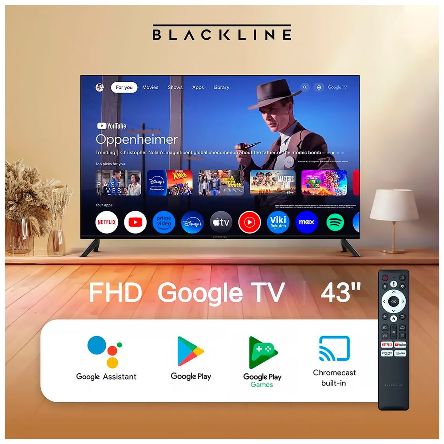 Televisor Blackline 43" Smart TV Full HD Google TV BL43-T3000FHD