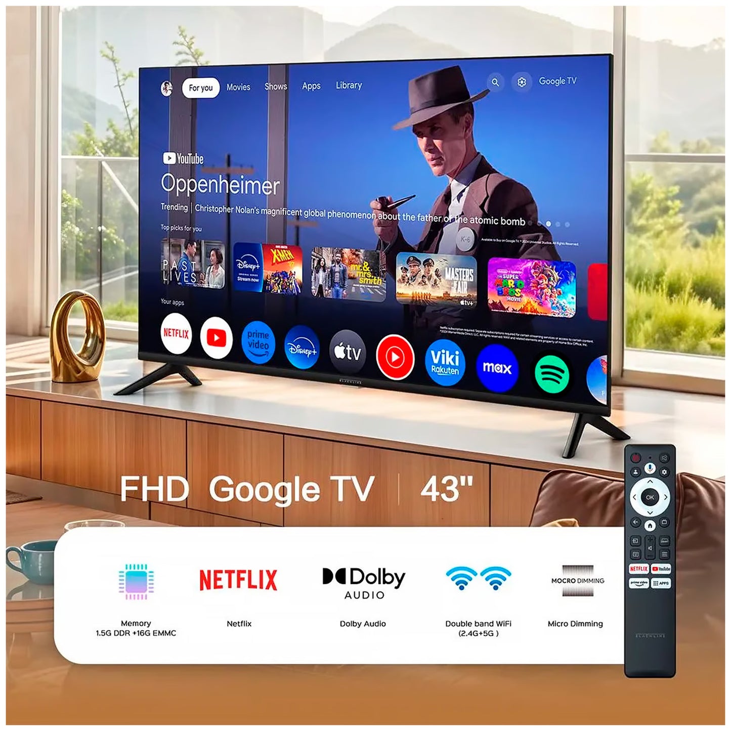 Televisor Blackline 43" Smart TV Full HD Google TV BL43-T3000FHD