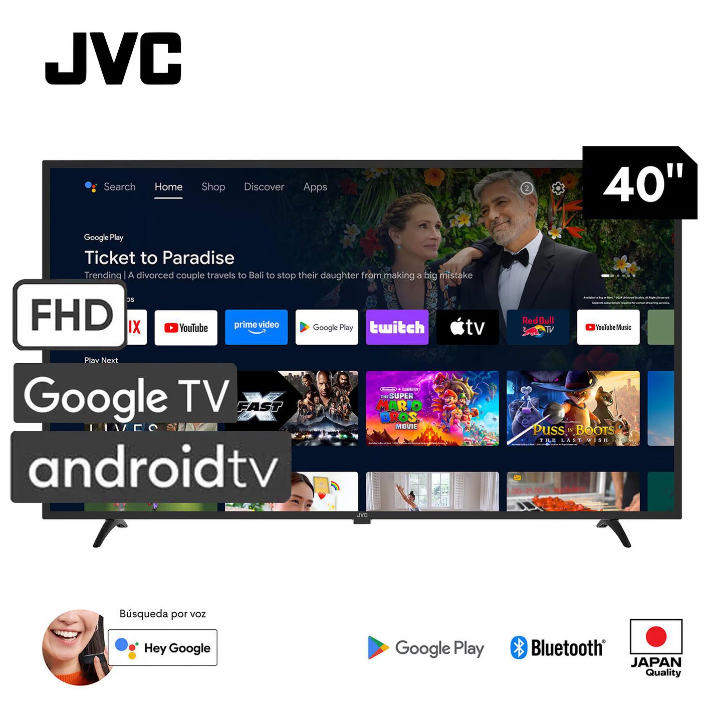 Televisor JVC 40" Android Smart TV Led Full HD LT-40KB327