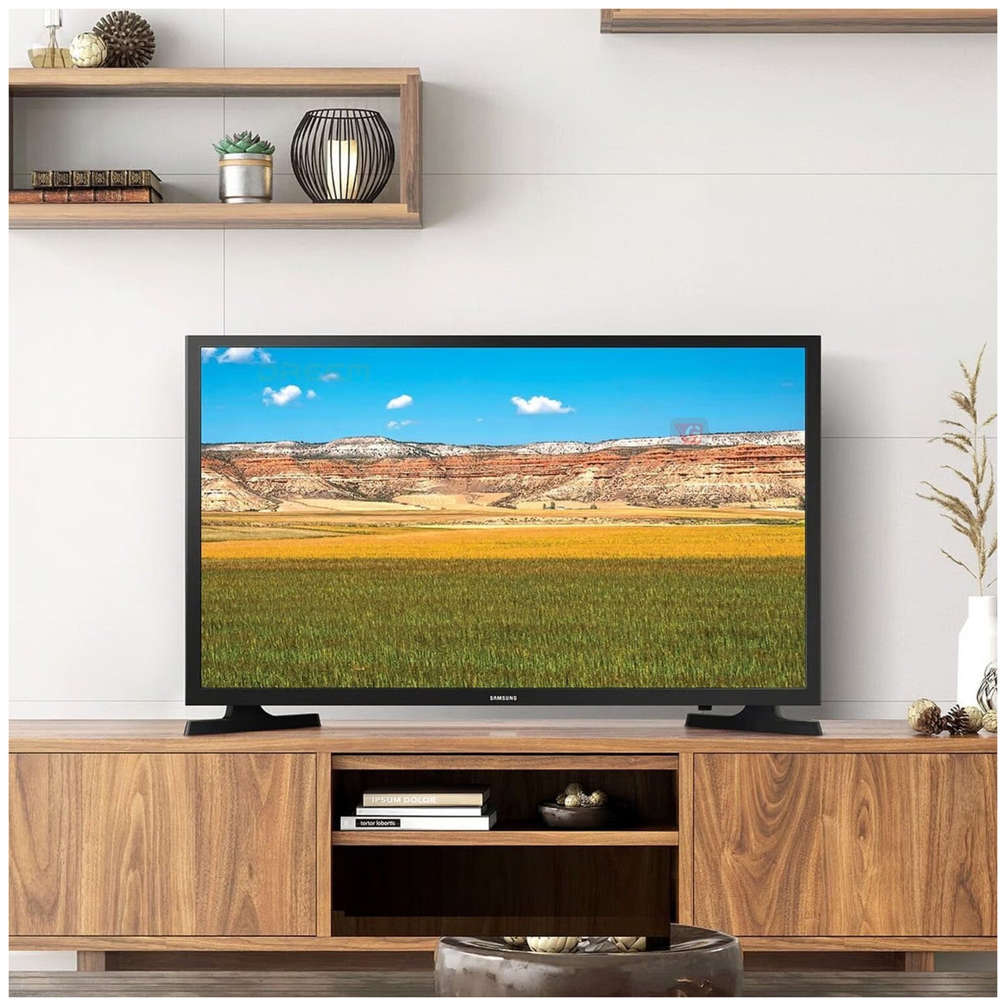 Televisor Samsung 32" LED SMART HD Negro UN32T4202AG + Rack