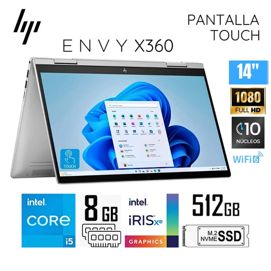 Laptop HP Envy X360 2 en 1 Intel Core i5 1335U 8GB RAM 512GB SSD 14" FHD Pantalla Táctil 14-ES0013DX