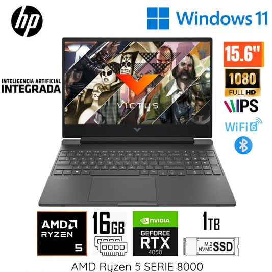 Laptop Gamer HP Victus 15-FB2021LA Ryzen 5 8645HS 16GB RAM DDR5 1TB SSD RTX 4050 15.6" FHD Win 11