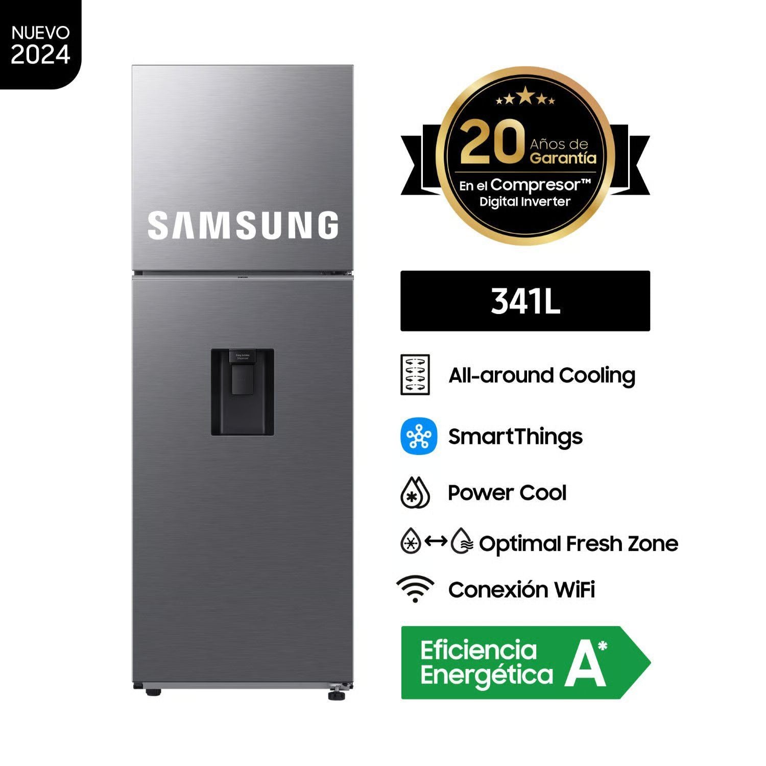 Refrigeradora Samsung Top Mount Freezer 341 Lt All Around Cooling RT35DG5720S9 - Silver