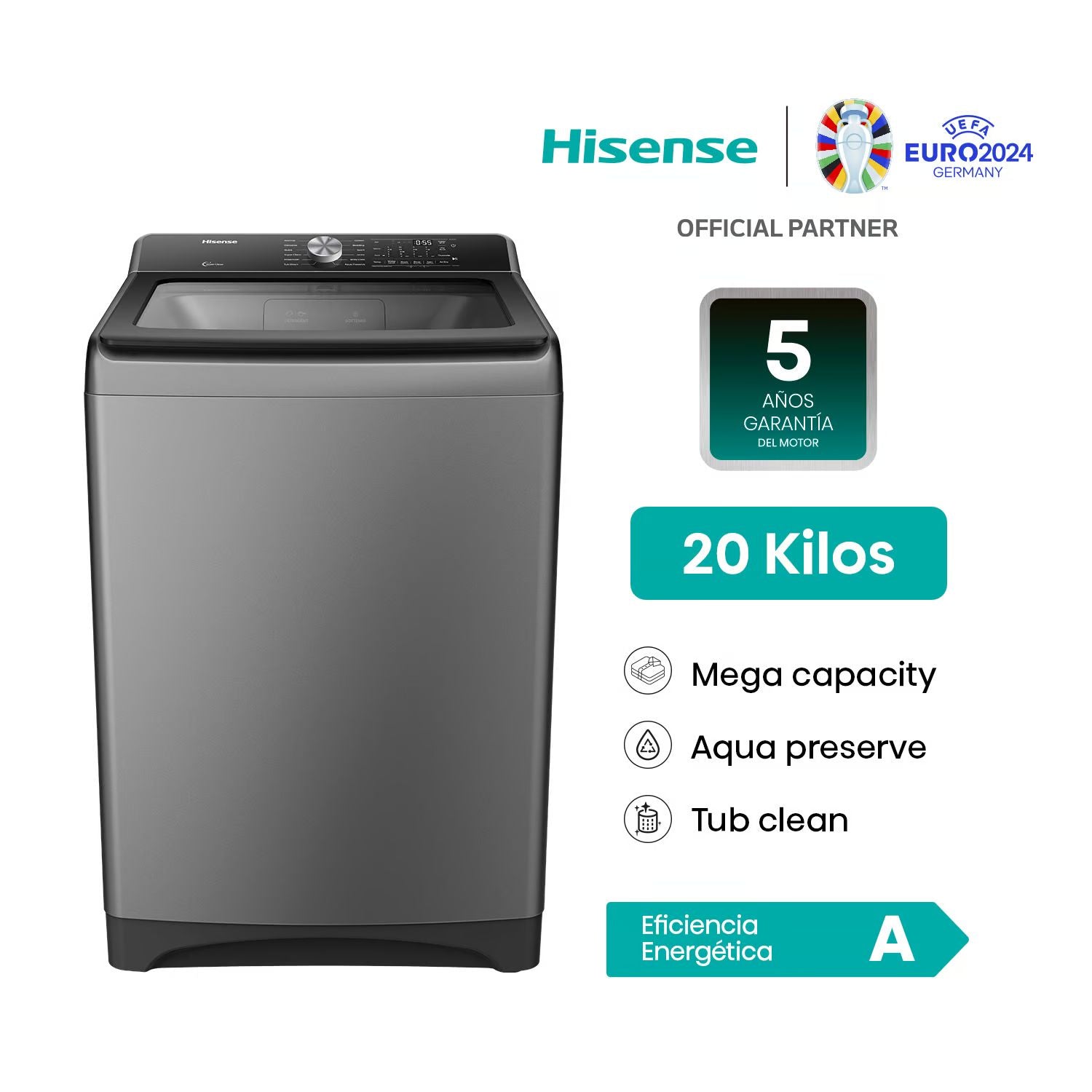 Lavadora Hisense 20Kg Carga Superior c- Gris