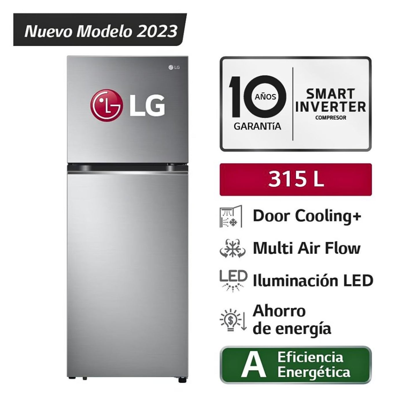 Refrigeradora LG 315L Top Freezer Door Cooling GT31BPP