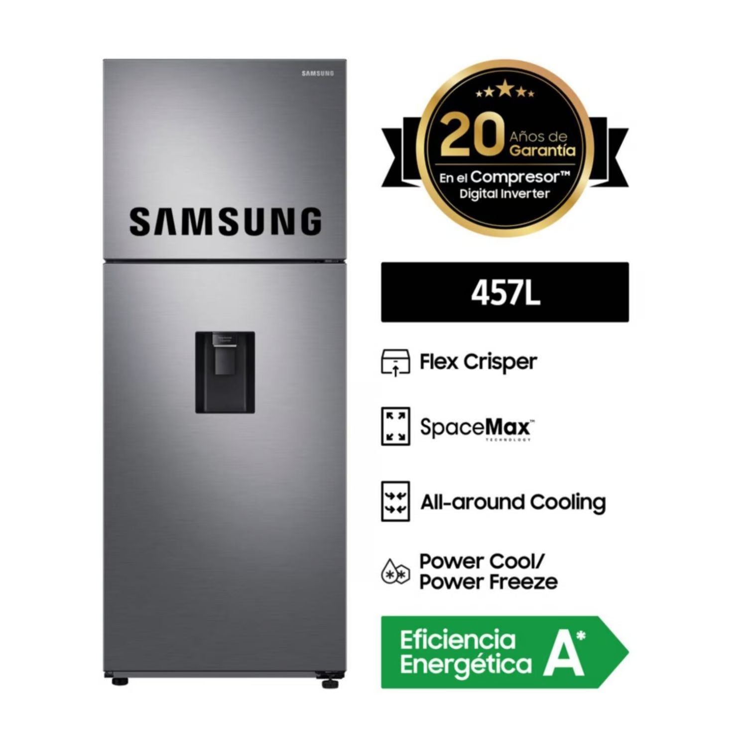 Refrigeradora Samsung 457 Lt Top Freezer RT48A6620S9 - Inox