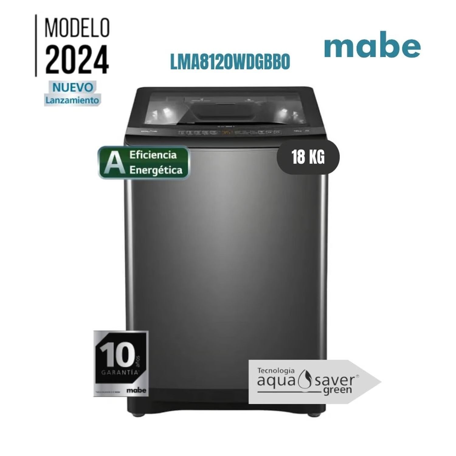 Lavadora Mabe Carga Superior 18 Kg Direct Motion LMA8120WDGBB0 - Diamond Gray