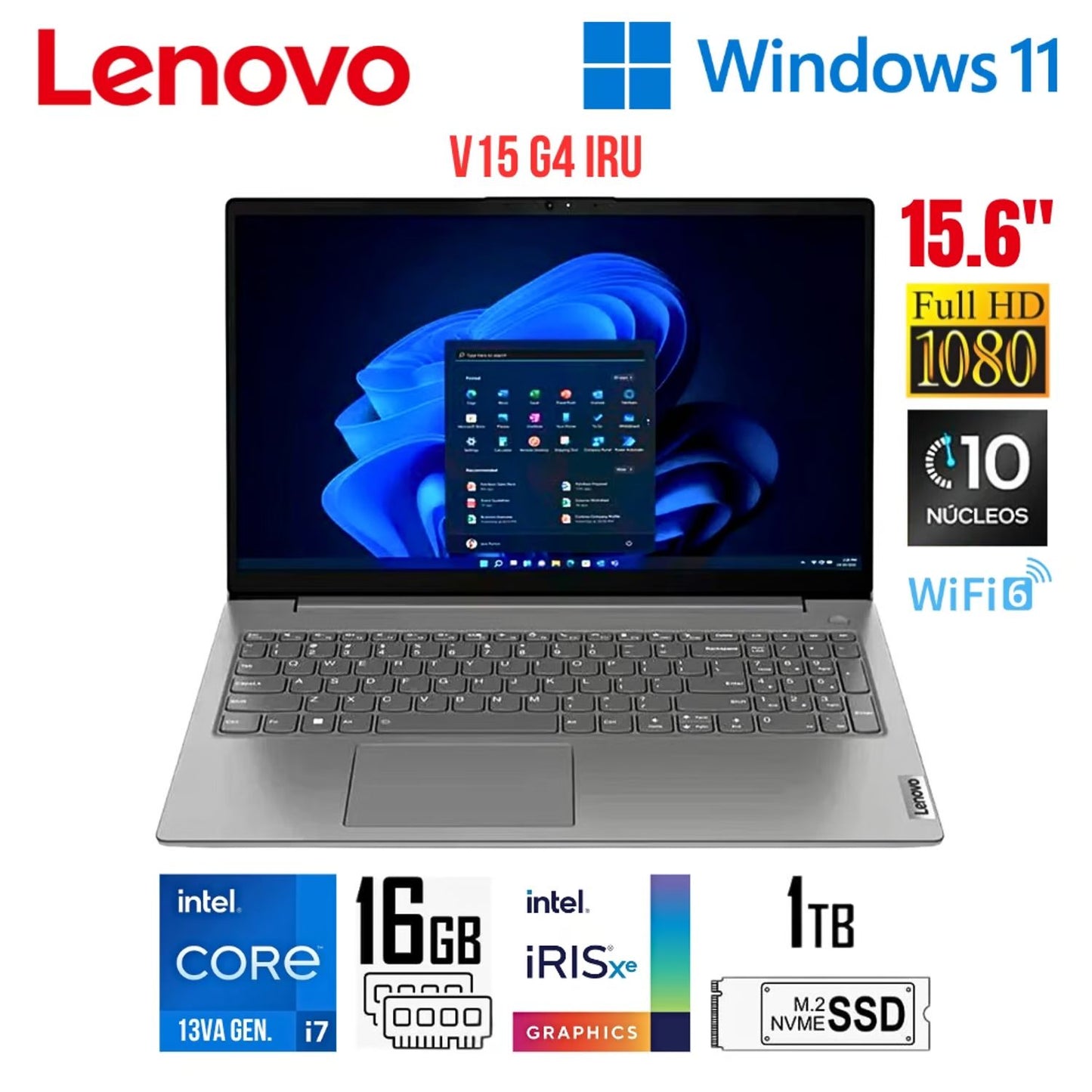 Laptop Lenovo V15 G4 IRU 15.6 FHD Intel Core i7 1355U 16GB RAM 1TB SSD WIN 11 Iron Grey