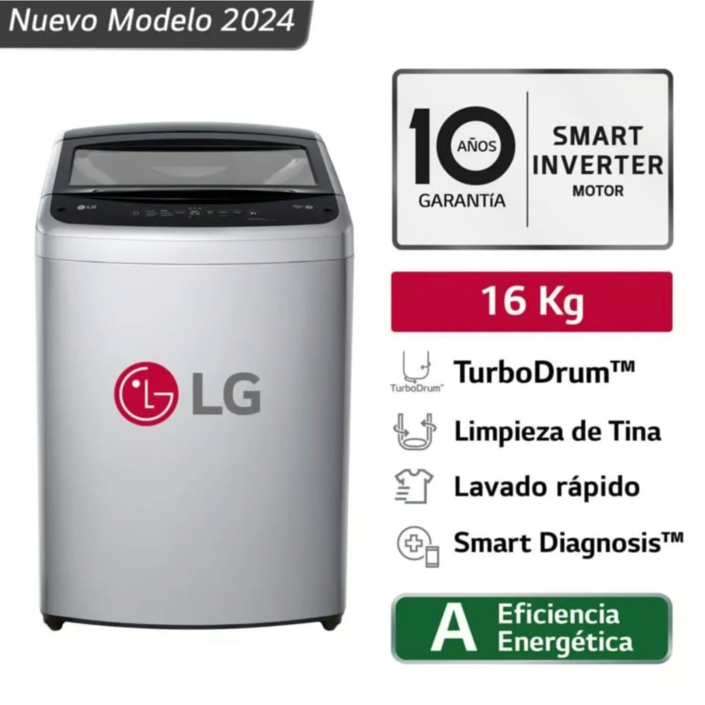 Lavadora LG 16 Kg WT16DVTB Smart Inverter Motion con TurboDrum