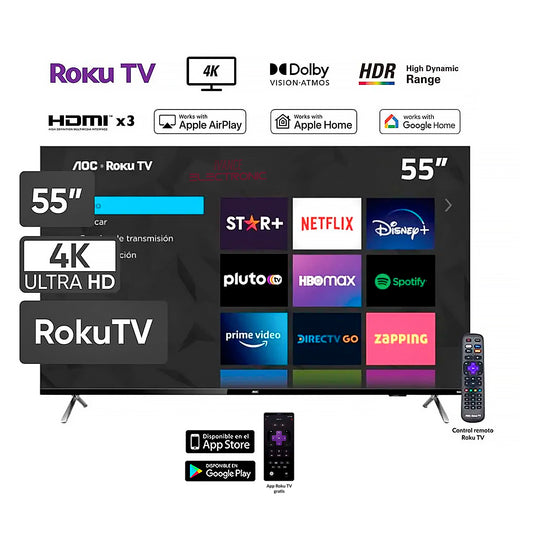 Televisor AOC Led 55 UHD 4K SMART TV 55U6295