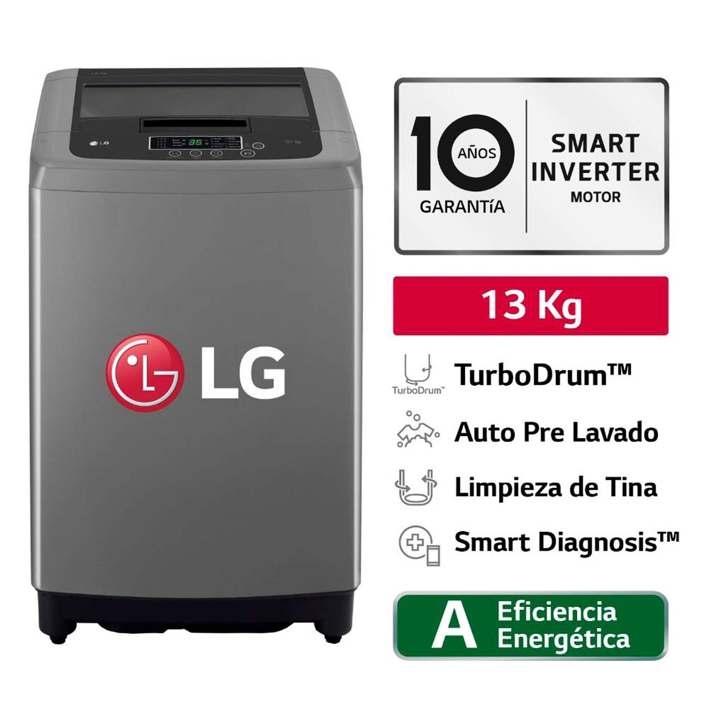 Lavadora LG WT13BPBK 13kg Smart Motion Carga Superior - Negro Claro