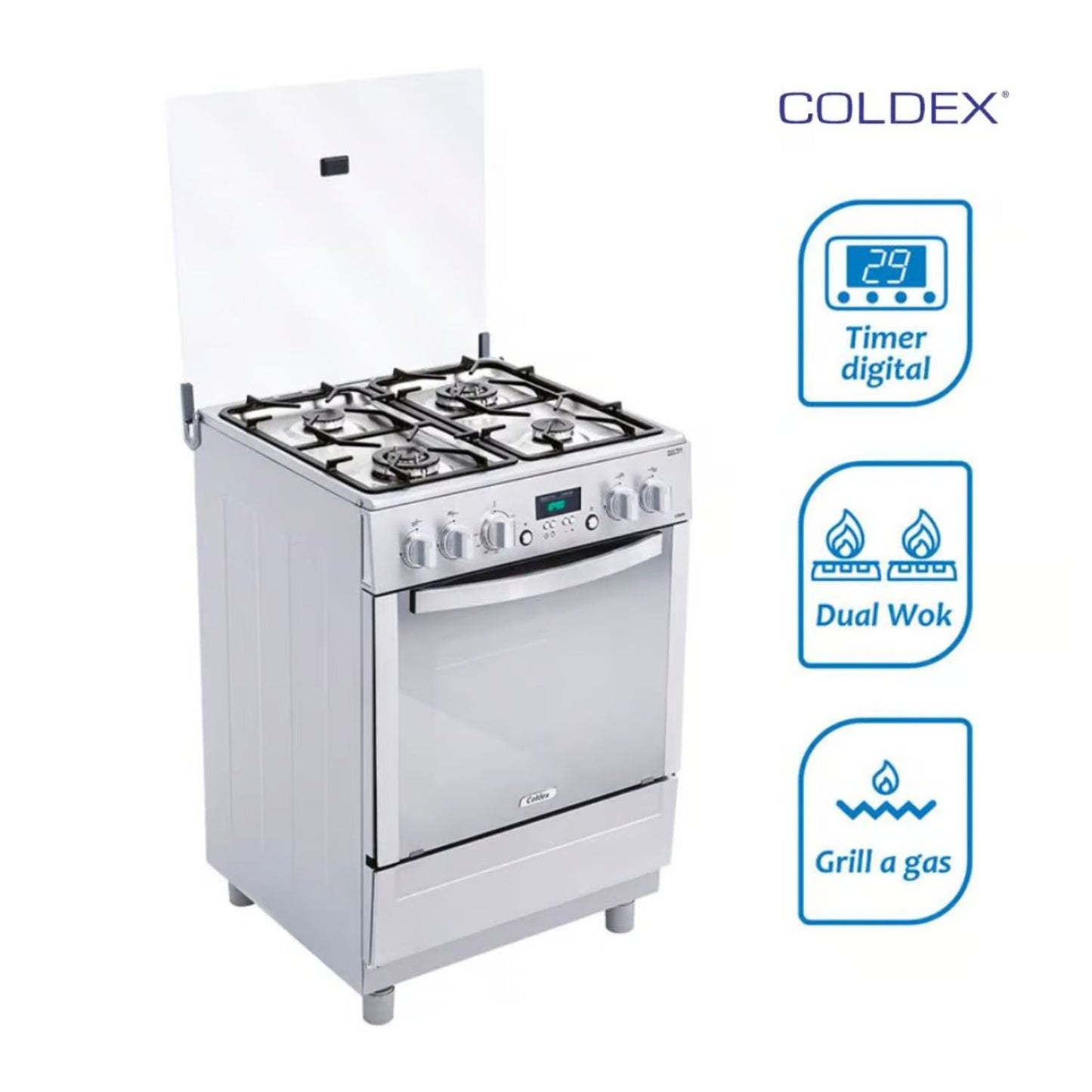 Cocina a Gas Coldex 4 Quemadores CX691 - Inox