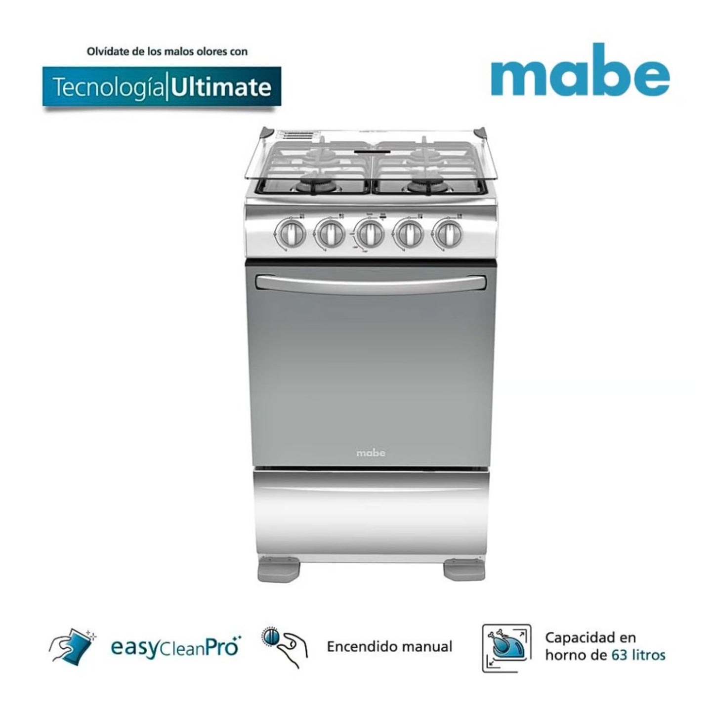 Cocina a Gas Mabe 4 Quemadores TX5110P1 Inox