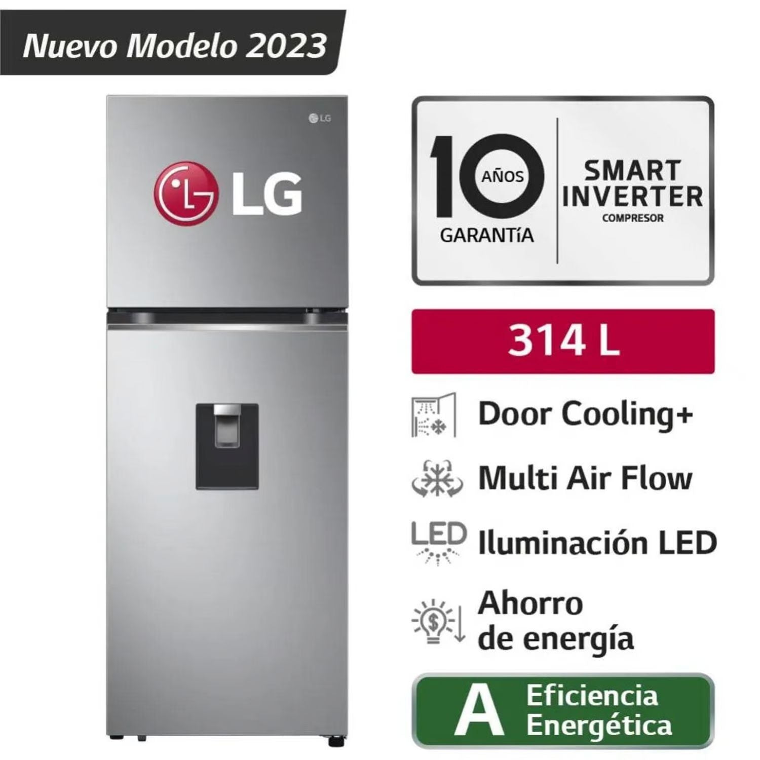 Refrigeradora LG GT31WPP Top Freezer Door Cooling 314 Litros - Plateada