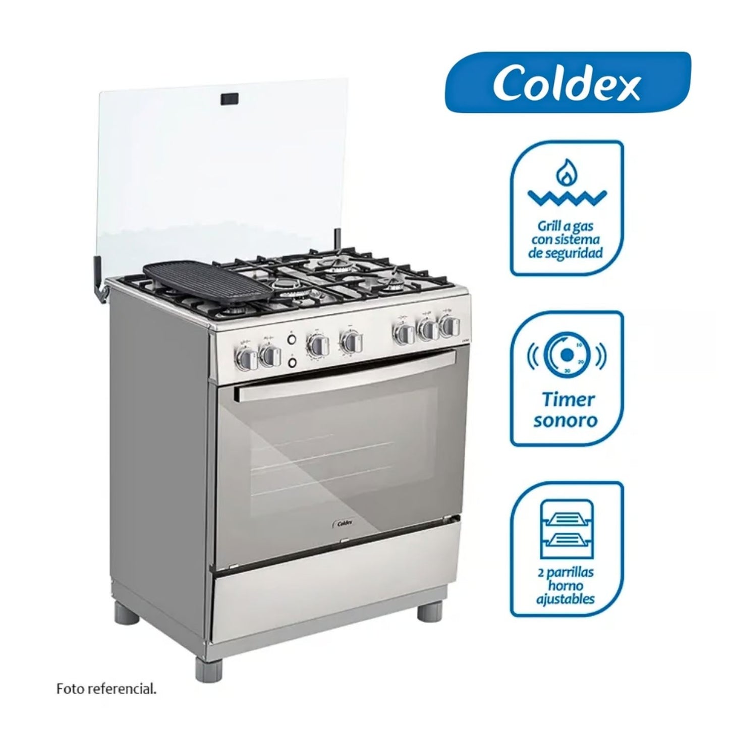 Cocina a Gas Coldex 5 Quemadores CX741X Plus