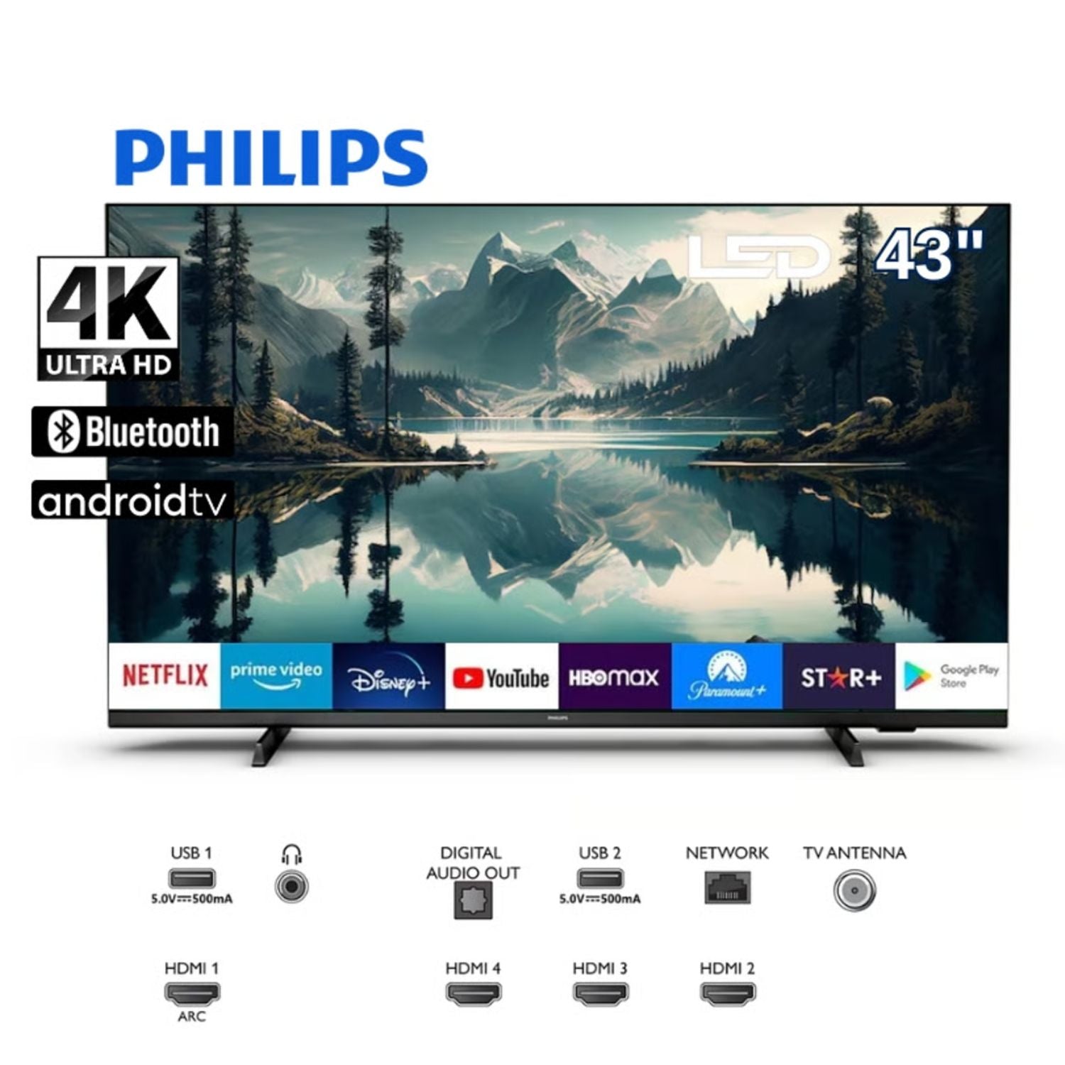 Televisor Phillips 43" Android 4k UHD Smart Tv 43PUD7406