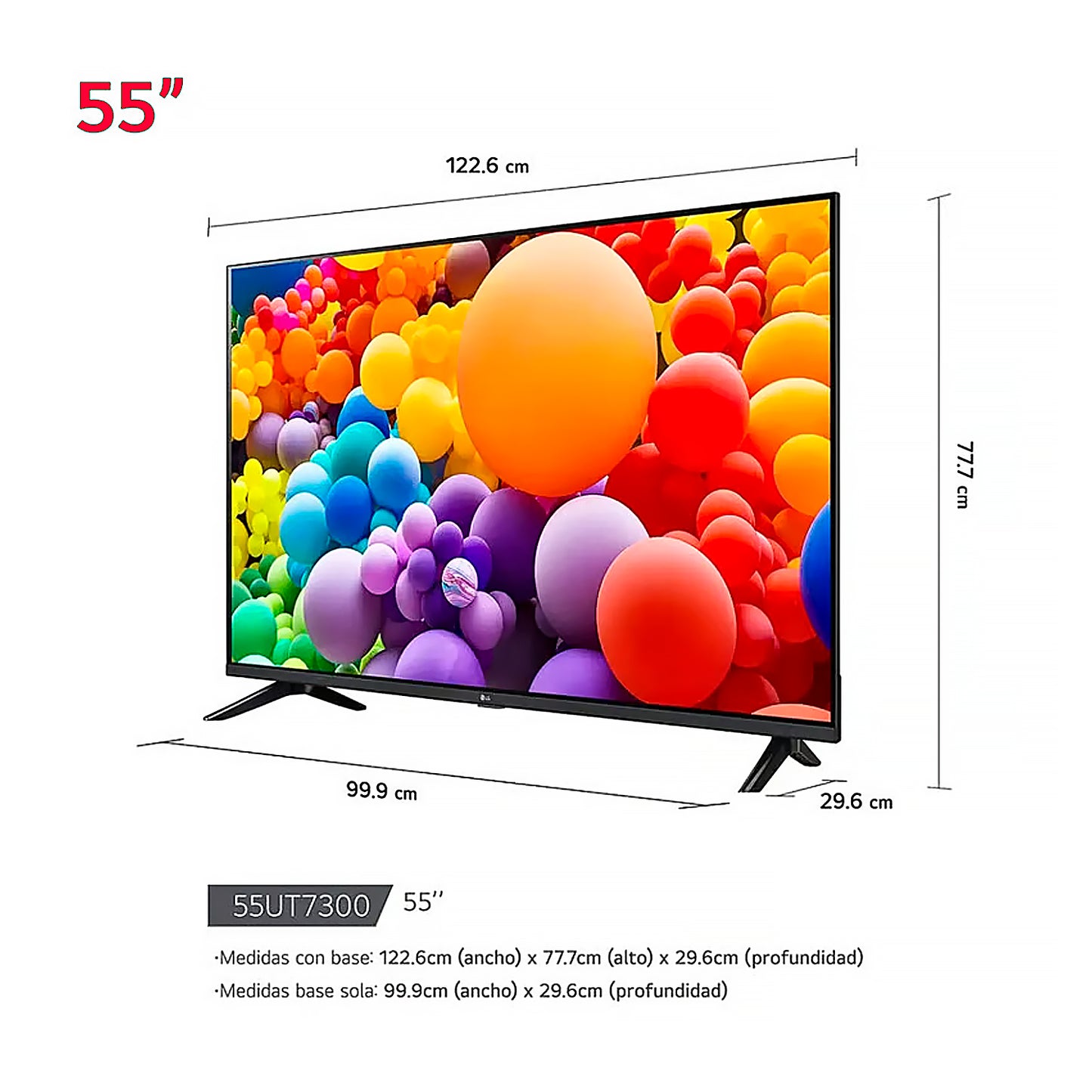 Televisor LG 55 Pulg. LED Smart TV UHD 4K con ThinQ AI 55UT7300PSA Modelo 2024