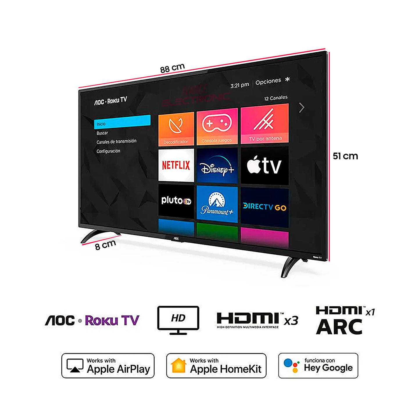 Televisor AOC 39" Smart TV Roku FHD 39S5195