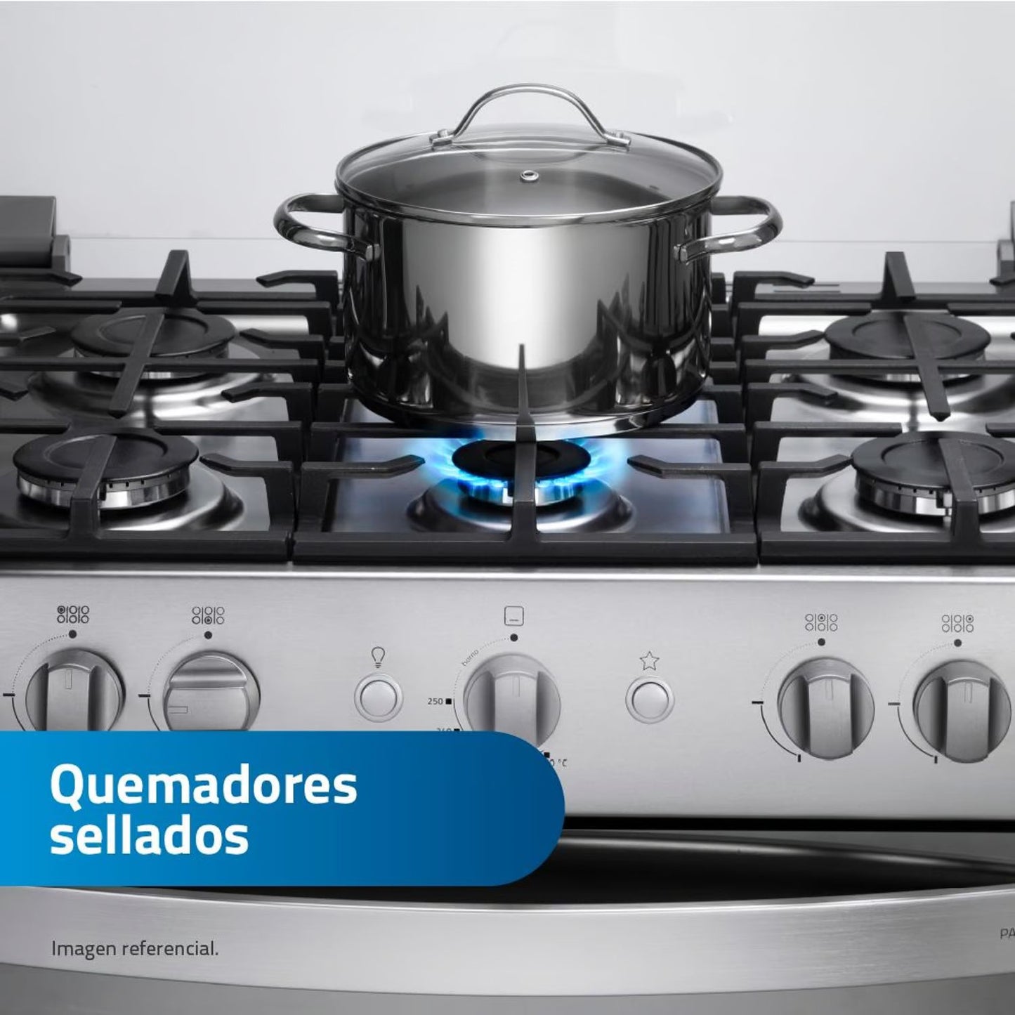 Cocina Indurama Parma Zafiro Croma 6 quemadores - Inox