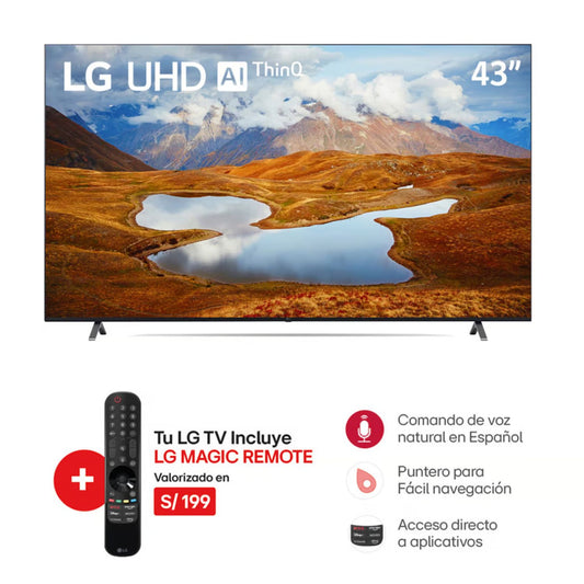 Televisor LG 43 Pulg. LED Smart TV UHD 4K con Thinq AI 43UR871C0SA l Control Magic