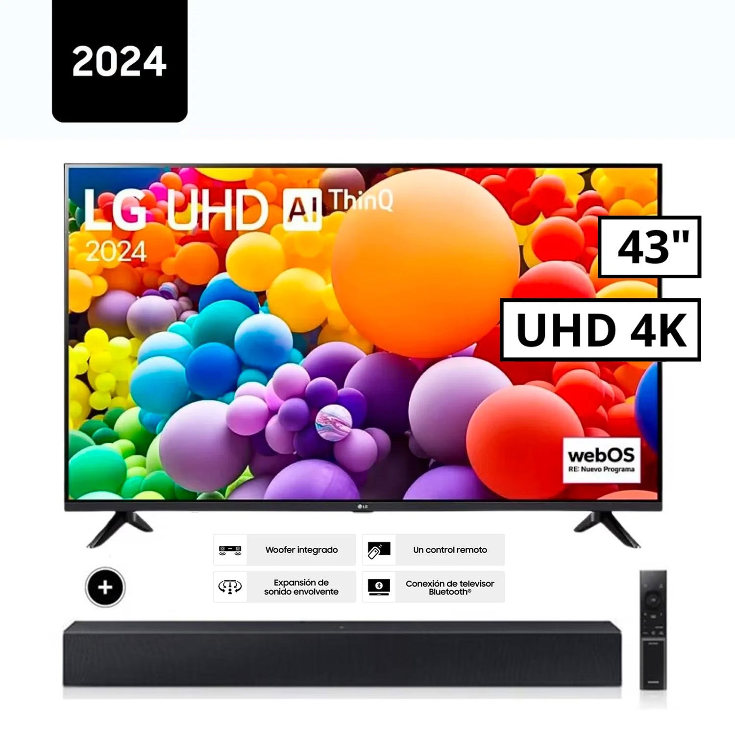 Televisor LG 43" UHD 4K Smart TV con THINQ AI 43UT7300PSA + HW-C400