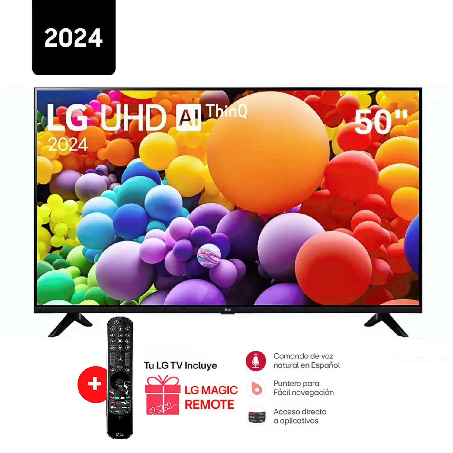 Televisor LG 50 Pulg LED Smart TV 4K UHD con ThinQ AI 50UT7300PSA +Control Magic