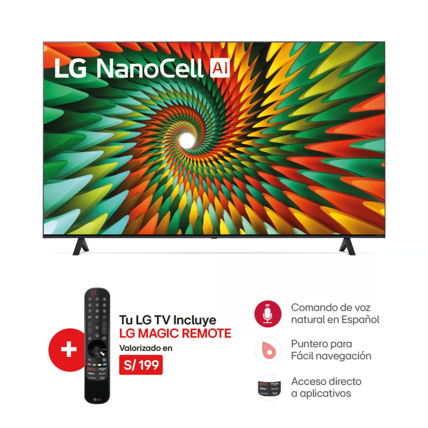 Televisor LG 55 Pulg NanoCell Smart TV Ultra HD 4K con ThinQ AI 55NANO77SRA