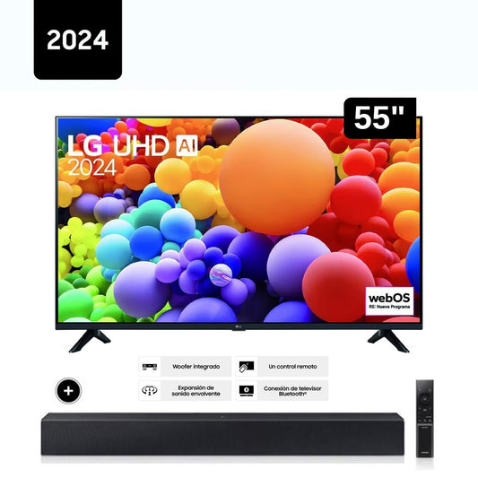 Televisor LG 55 Pulg LED Smart TV UHD 4K con ThinQ AI 55UT7300PSA + HW-C400