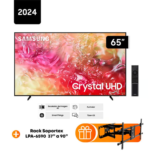 Televisor Samsung 65 Pulg Crystal Smart TV Tizen UHD 4K UN65DU7000GXPE + Rack