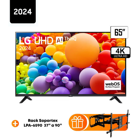 Televisor LG 65 Pulg LED Smart TV 4K UHD con Thinq AI 65UT7300PSA + Rack