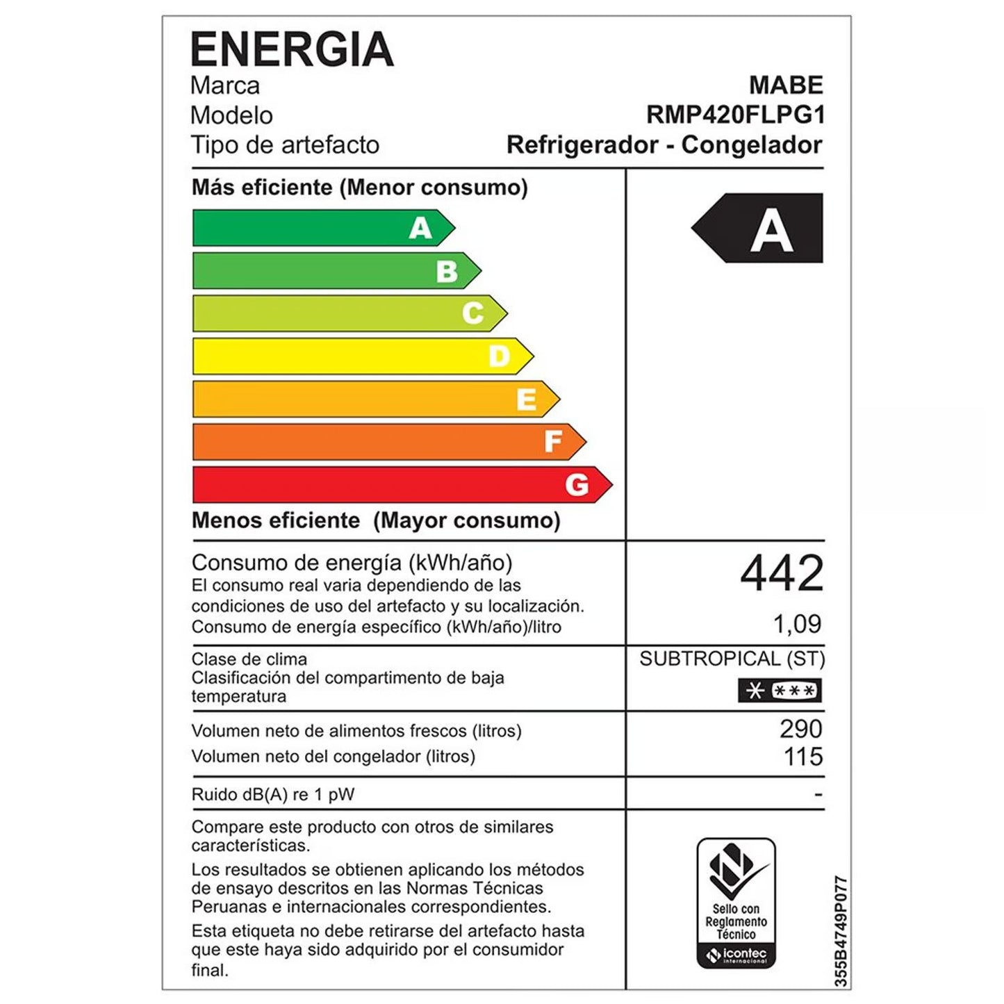 Refrigeradora Mabe No frost 405 Lts RMP420FLPG1 - Grafito