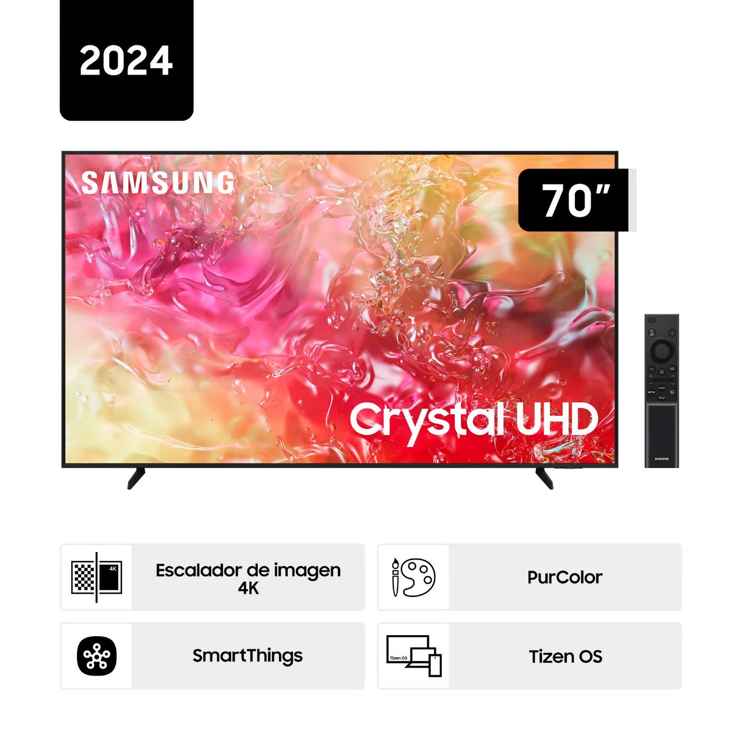 Televisor Samsung 70 Pulg Crystal Smart TV Tizen UHD 4K UN70DU7000GXPE