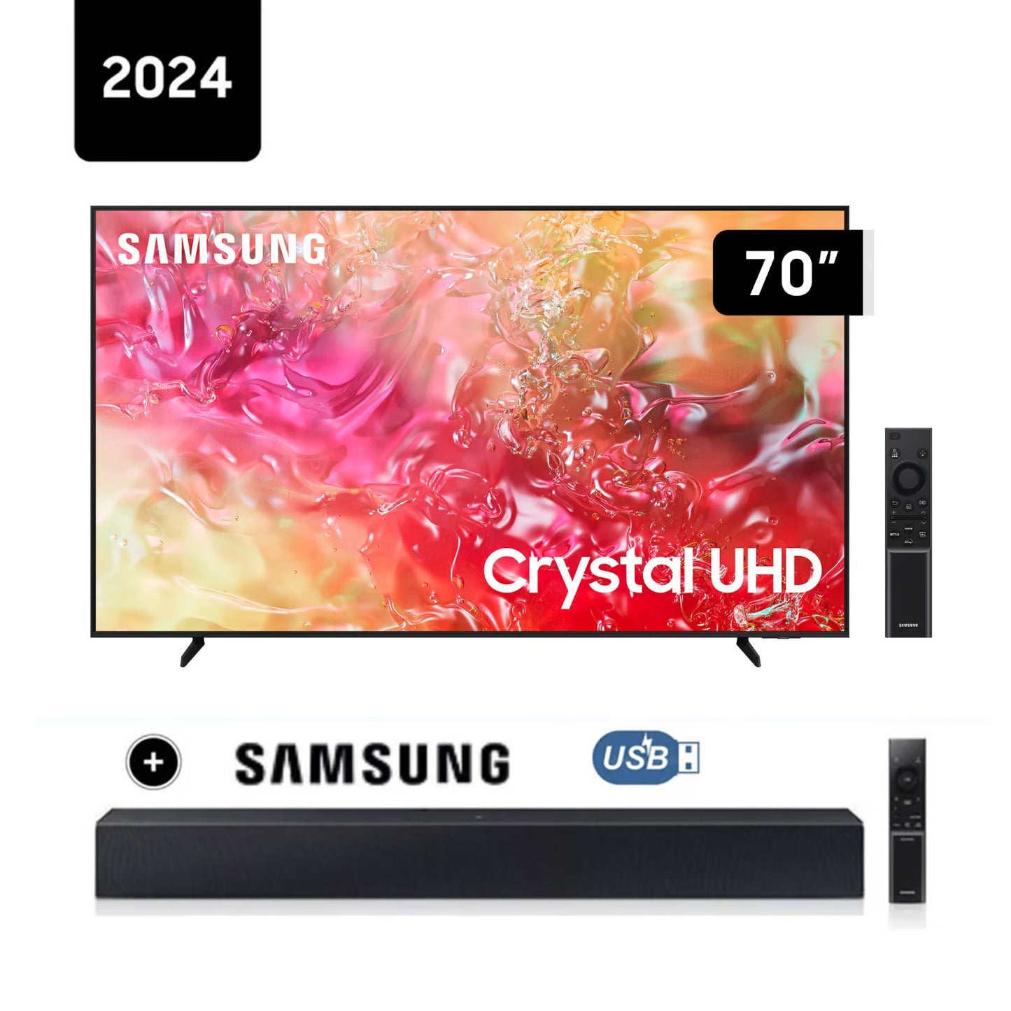 Televisor Samsung 70 Pulg Crystal Smart TV Tizen UHD 4K UN70DU7000GXPE + HW-C400