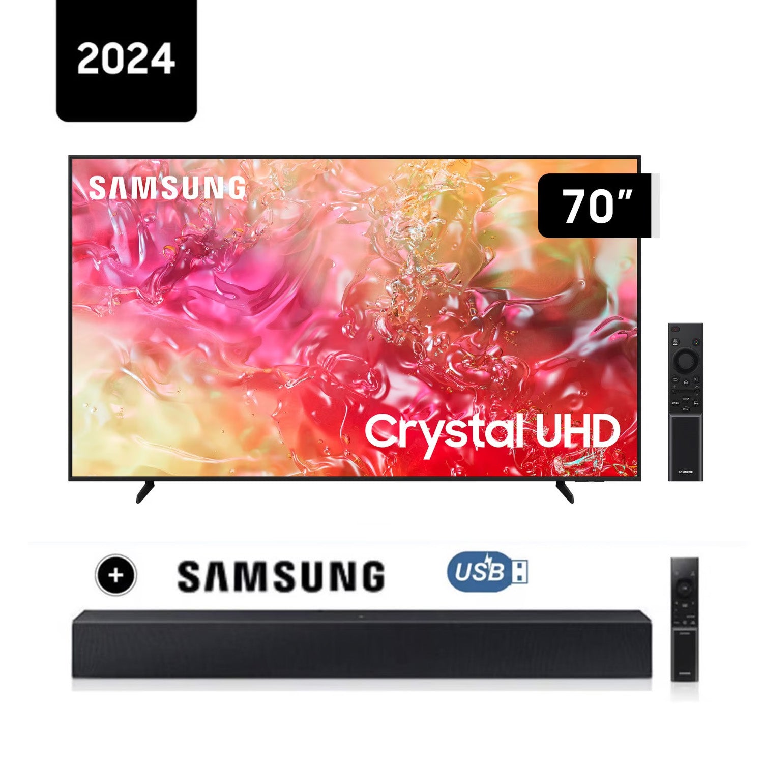 Televisor Samsung 70 Pulg Crystal Smart TV Tizen UHD 4K UN70DU7000GXPE + HW-C400