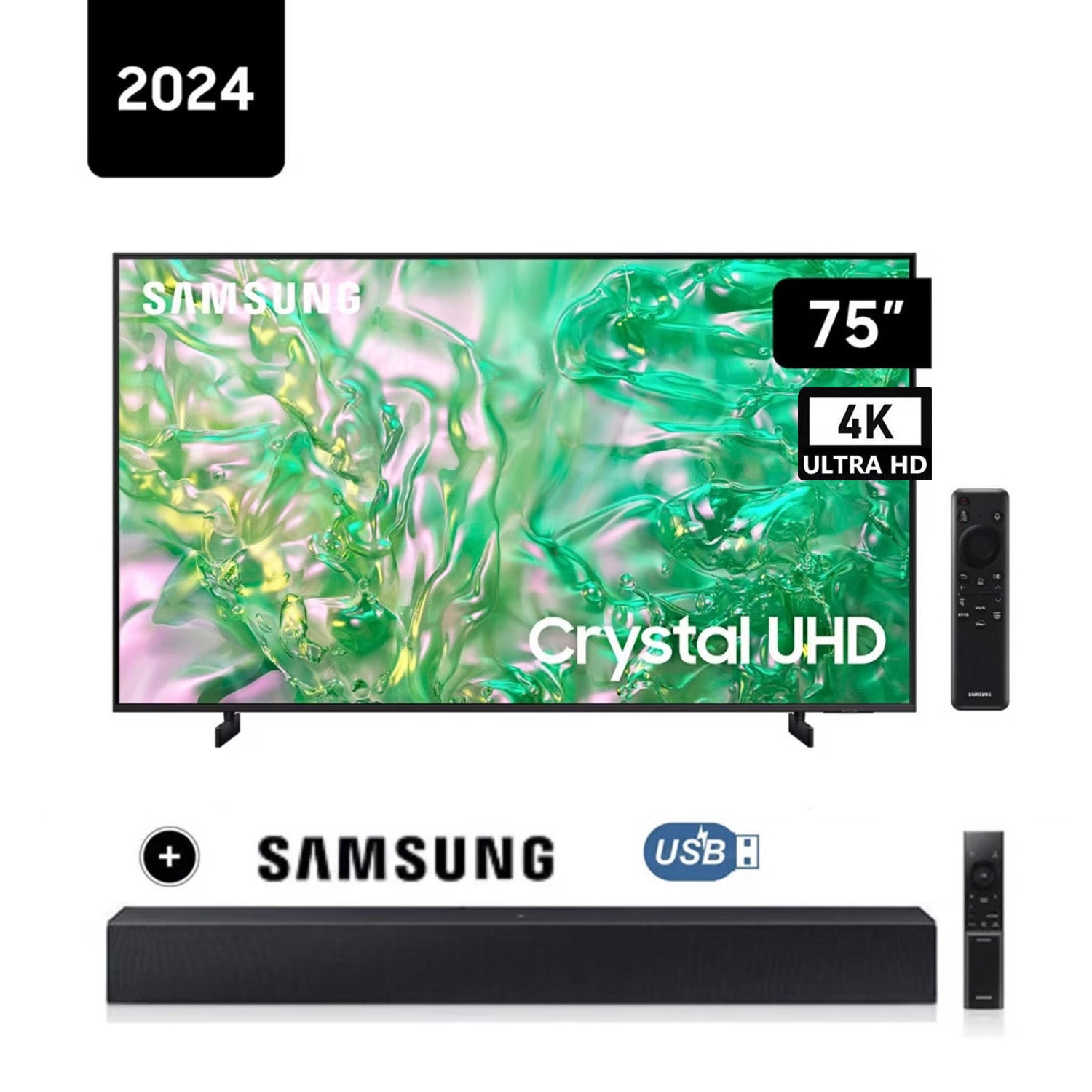Televisor Samsung 75 Pulg Crystal Smart TV Tizen OS UN75DU8000GXPE HW-C400