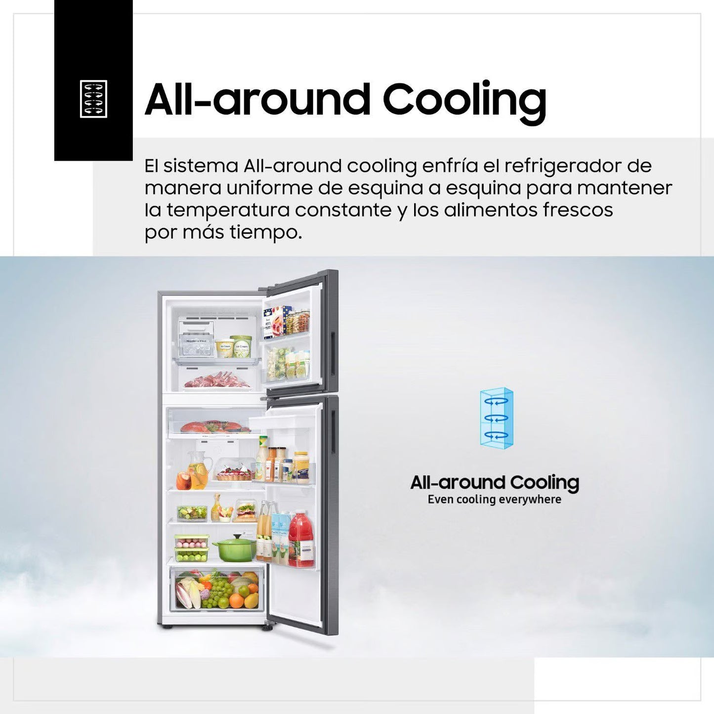 Refrigeradora Samsung Top Mount Freezer 341 Lt All Around Cooling RT35DG5720S9 - Silver