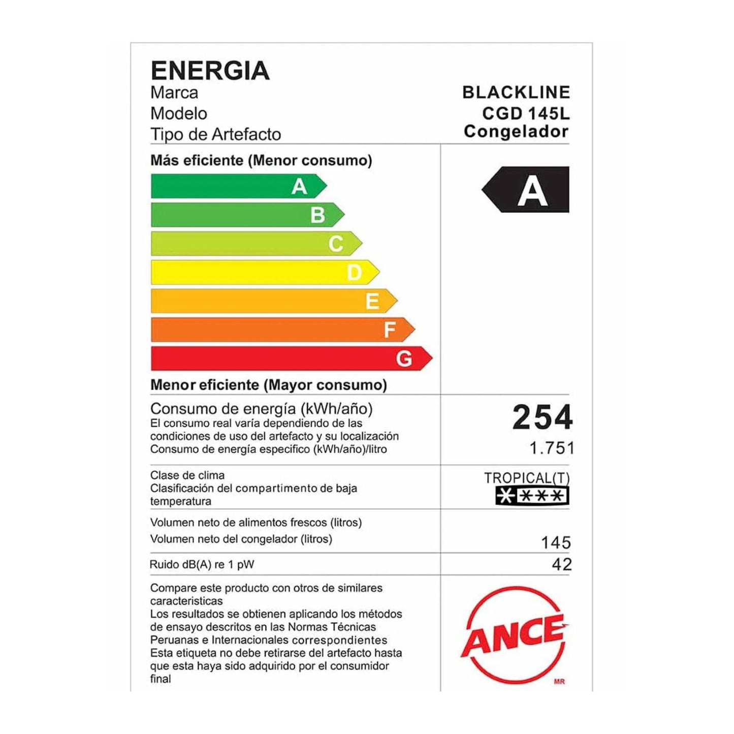 Congeladora Blackline 145L CGD-145L Chest Freez - Blanco