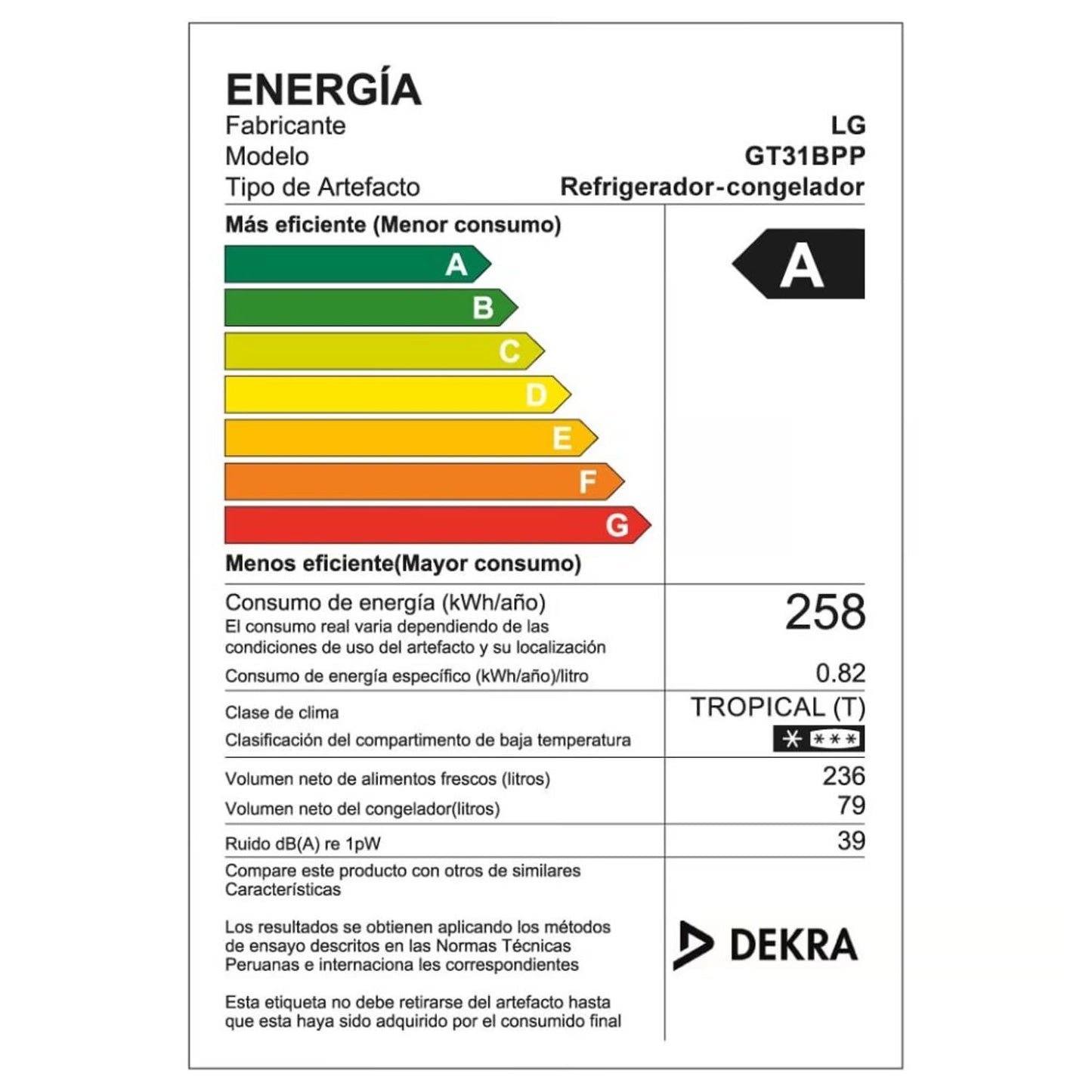 Refrigeradora LG 315L Top Freezer Door Cooling GT31BPP