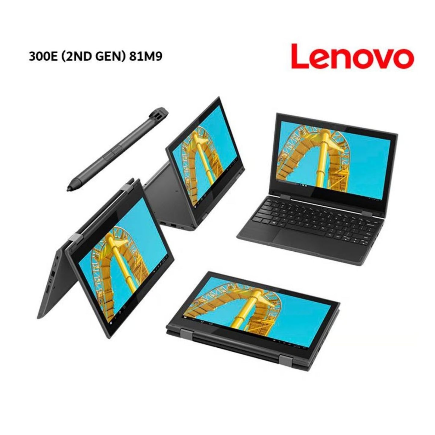 Laptop Lenovo 11.6" HD 300E 2DA GEN 2 en 1 Intel Pentium Silver N5030 4GB RAM /128GB EMMC Pan. Touch