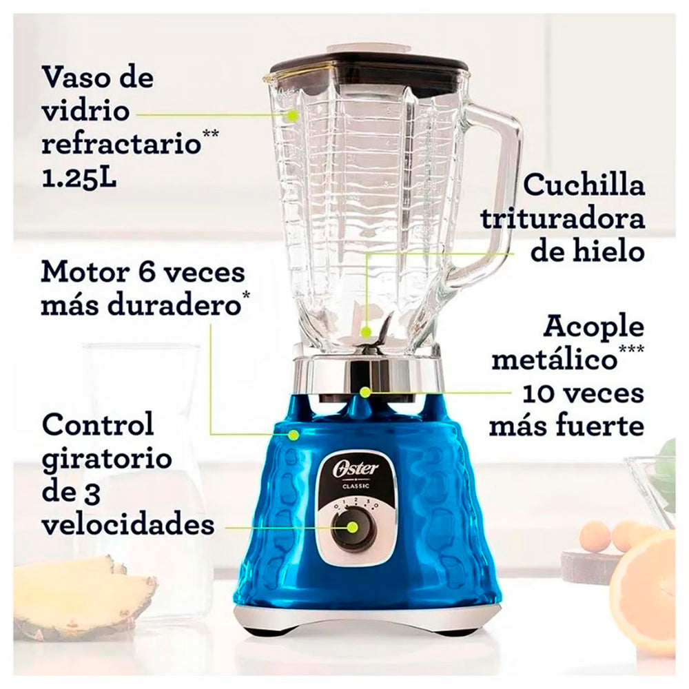 Licuadora Oster con perilla ergonómica 3 velocidades 1.25Lt 700w BLST4134