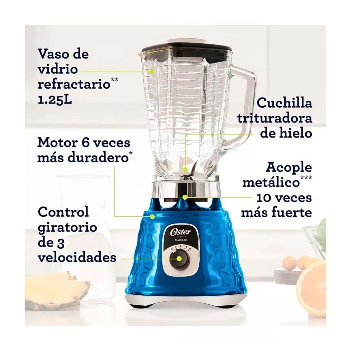 Licuadora clásica Oster con perilla ergonómica 3 velocidades BLST4134