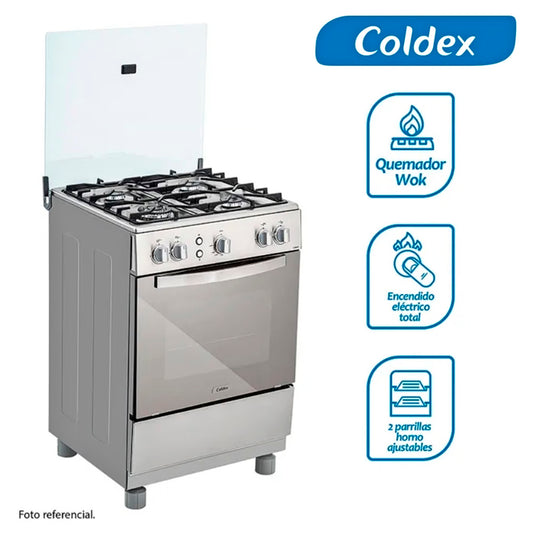 Cocina a Gas Coldex 4 Quemadores CX641 Inox Xplus