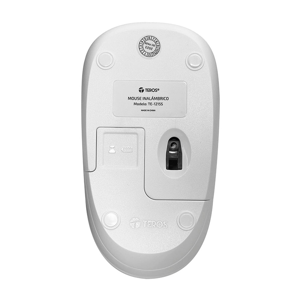 Mouse inalámbrico Teros TE-1215S blanco verde 1000 dpi receptor USB