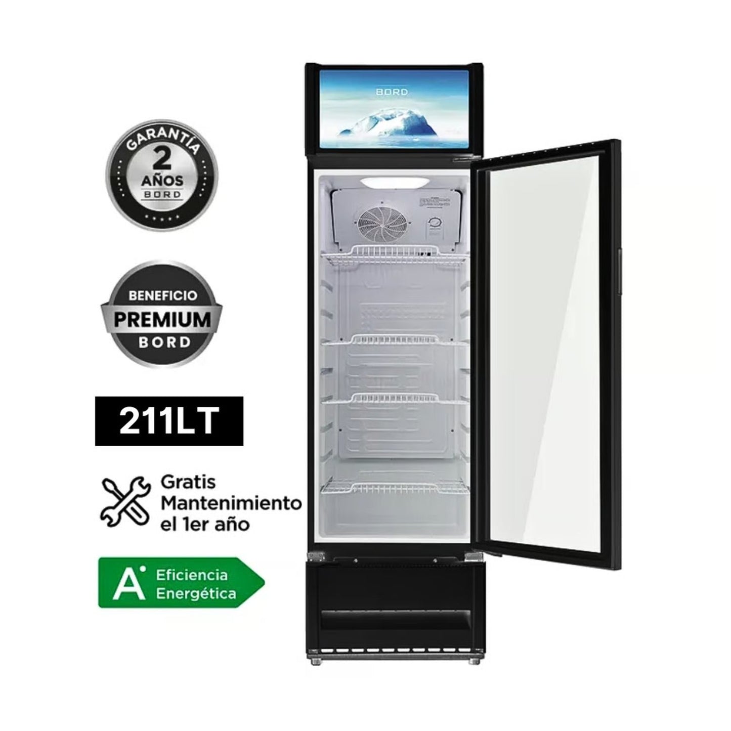 Vitrina Exhibidora Bord Vertical 211 litros EX211-M