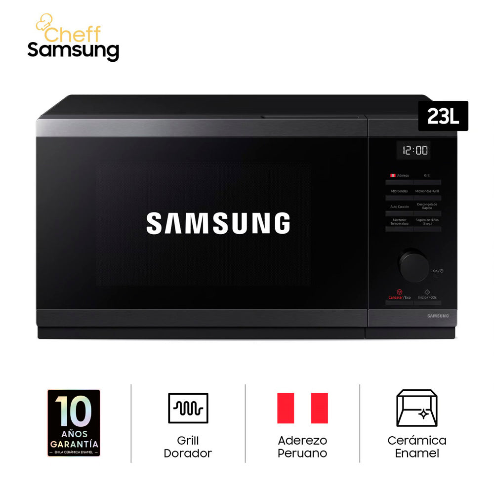 Microondas Samsung C/dorador 23 Lts Acero Inoxidable Grill - Negro MG23DG4524AGPE